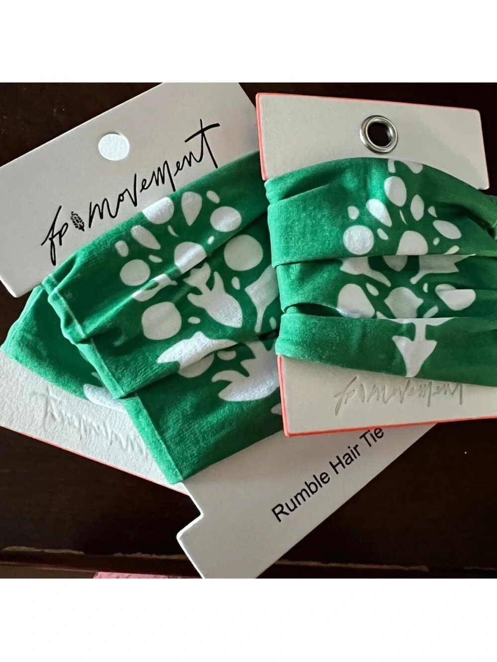 FP Movement by Free People Rumble Hair Tie Big BUTI Logo in Green White OS NWT